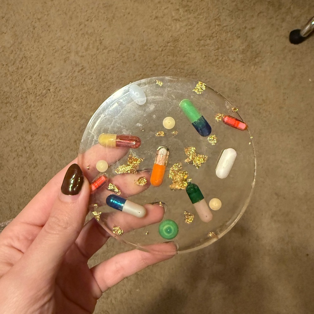 Clear Resin Coaster with Colorful Capsules